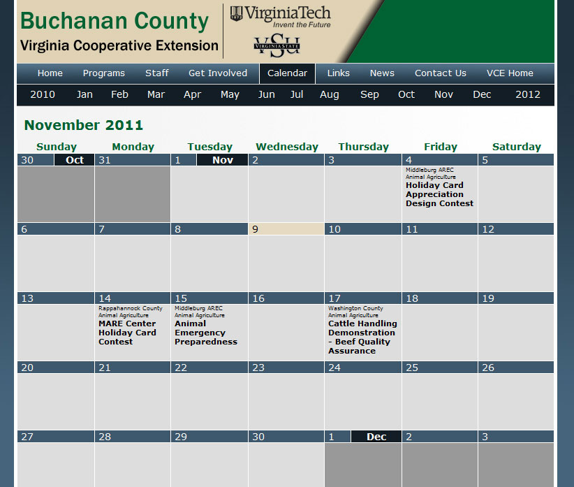 Virginia Cooperative Extension Calendars (2009 - 2013)